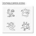 Birds line icons set