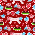 Birds in love and friendship seamless background.