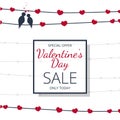 Birds in love on wire as special offer banner Royalty Free Stock Photo