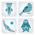 Birds mosaic icons