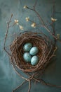 Birds Nest With Four Eggs