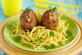 Birds in nest meatballs, funny idea for kids