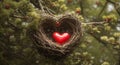 Tree Love Nest Heart Valentine Green