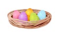 Birds nest twigs colorful easter egg icon cartoon Royalty Free Stock Photo