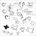 birds and notes vector