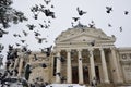 Birds over the Romanian Atheneum Royalty Free Stock Photo