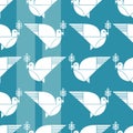 Birds, colorful seamless pattern. Decorative background with pigeons