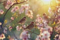 Cute Birds Serenade the Arrival of Spring Royalty Free Stock Photo