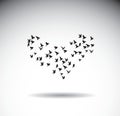 Birds silhouette isolate shape heart love symbol. Royalty Free Stock Photo