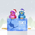 Birds with skipass Royalty Free Stock Photo