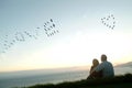 Birds in sky spell love Royalty Free Stock Photo