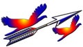 Birds texture flying with arrow Royalty Free Stock Photo