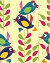 Birds trees Pattern Seamless Royalty Free Stock Photo