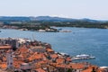 Birds view of the bay of adriatic resort Sibenic.