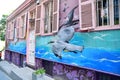 Birds Water Street art graffiti in Valparaiso Chile colorfull Royalty Free Stock Photo