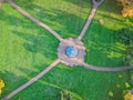 Birdseye view of a bandstand in a park with paths branching out Royalty Free Stock Photo