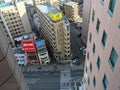 Birdseye view of city from top of a building