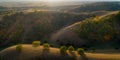 Birdseye view of colorful hills in autumn Royalty Free Stock Photo