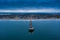 Birdseye view of Imperial Beach Pier at dusk