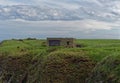 The Birdspotting Hide at Fowlsheaugh Nature Reserve at the Cliffs edge, overlooking Trelung Bay Royalty Free Stock Photo