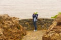 Birdwatcher on a coastal viewpoint