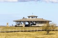 Birdwatcher in a tower at lake Horborgasjon in Sweden