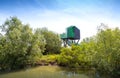 Birdwatching hideout for birds in the Danube Delta Royalty Free Stock Photo