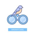 Birdwatching - modern colored line design style icon