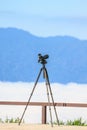 Birdwatching monocular or spotting scope on a tripod Royalty Free Stock Photo