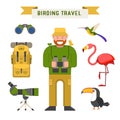 Birdwatching Travel Vector Elements