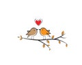 Birds Couple Silhouette Vector, Birds on branch, Colorful Wall Decals, Birds in love, Wall Art work, Art Decoration