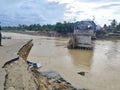Bireuen,Indonesia, Dec 6,2025: Collapsed Bridge After Severe Flash Flood and River Erosion Royalty Free Stock Photo
