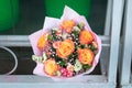 Birght vivid yellow roses bouquet