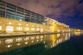 Birgu, Malta - January 10, 2019: Beautiful architecture of the Birgu marina at night, Malta