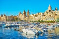 The motor boats` shipyard in Birgu marina, Malta Royalty Free Stock Photo