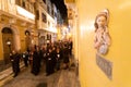 Night Christian procession through the streets of the old Maltese city