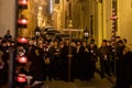 Night Christian procession through the streets of the old Maltese city