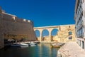 Birgu, Malta, 22 May 2022: Old marina of Birgu, one of the Three Cities
