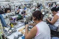 Production line children`s shoes industry in Birigui, Sao Paulo state Royalty Free Stock Photo