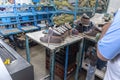 Production line children`s shoes industry in Birigui, Sao Paulo state Royalty Free Stock Photo