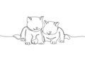 Birman Cat, kittens one line art. Continuous line drawing of pet, mammal, purebred, breed, friendship, kitty, friend