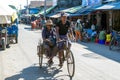 Myanmar. Hpa An. Street Scene. Rickshaw. Taxi