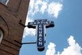 Birmingham Alabama USA - May 16, 2019 Sign projecting from the side of the 16th Street Baptist Church against a blue sky Royalty Free Stock Photo