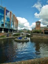 Birmingham canal landmarks and reflections Royalty Free Stock Photo