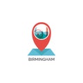 Birmingham city skyline flat logo illustration