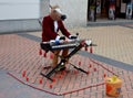 In Birmingham downtown a horse playing on piano