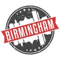 Birmingham England Round Travel Stamp Icon Skyline City Design Seal Badge Illustration.