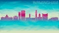 Birmingham England Skyline City vector Silhouette. Broken Glass Abstract Geometric Dynamic Textured. Banner Background. Colorful S