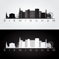 Birmingham skyline and landmarks silhouette Royalty Free Stock Photo