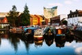 Birmingham, UK. Boats moored in the evening Royalty Free Stock Photo